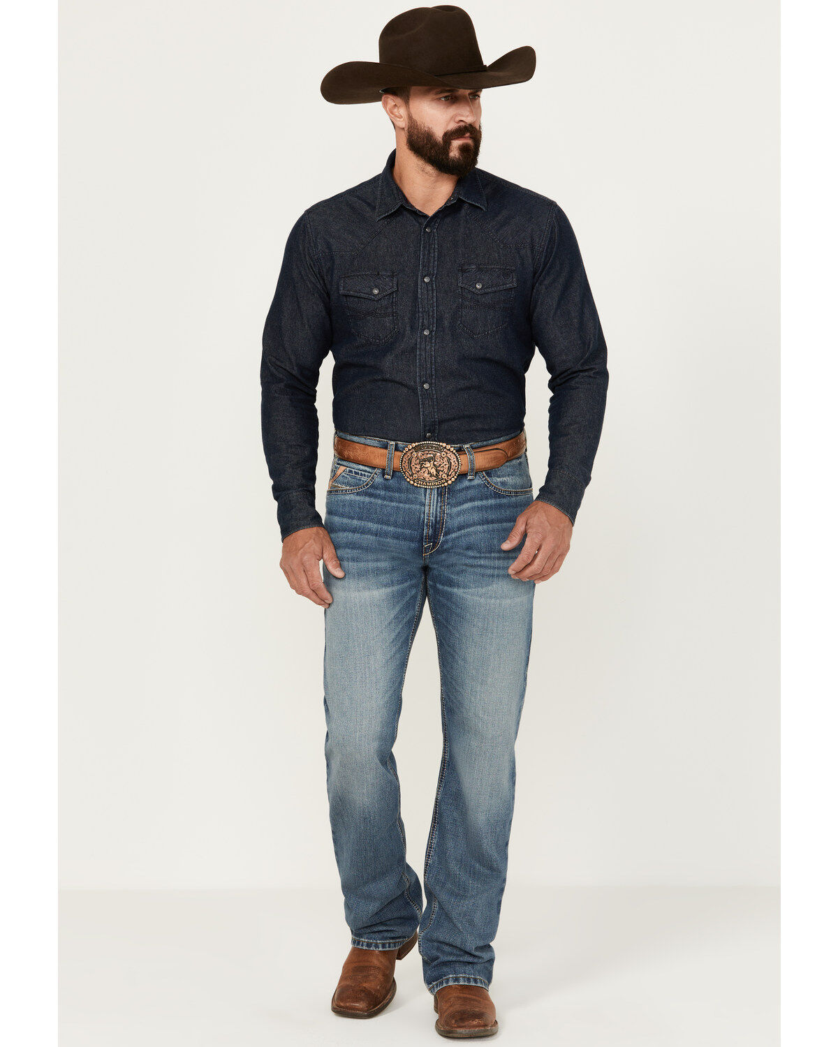 Ariat Men's M4 Soquel Sebastian Medium Wash Relaxed Bootcut Rigid Jeans - Big
