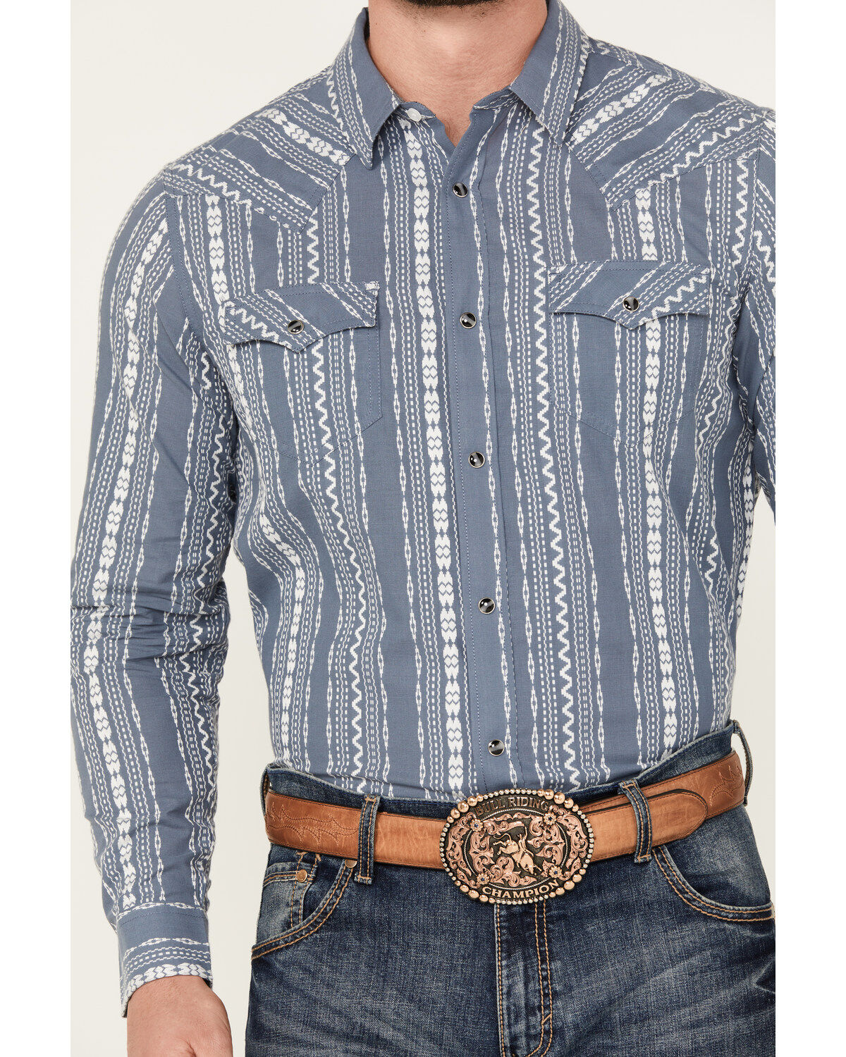 Cody James Men's War Hunt Southwestern Striped Print Long Sleeve Snap Western Shirt - Big