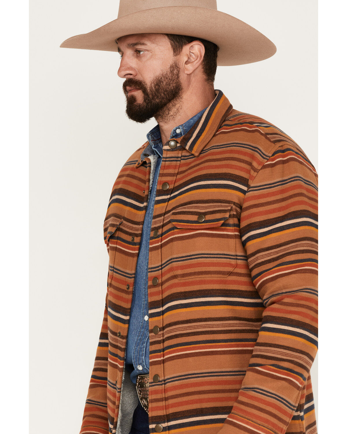 Pendleton Men's Striped Sherpa-Lined Snap Western Shirt Jacket