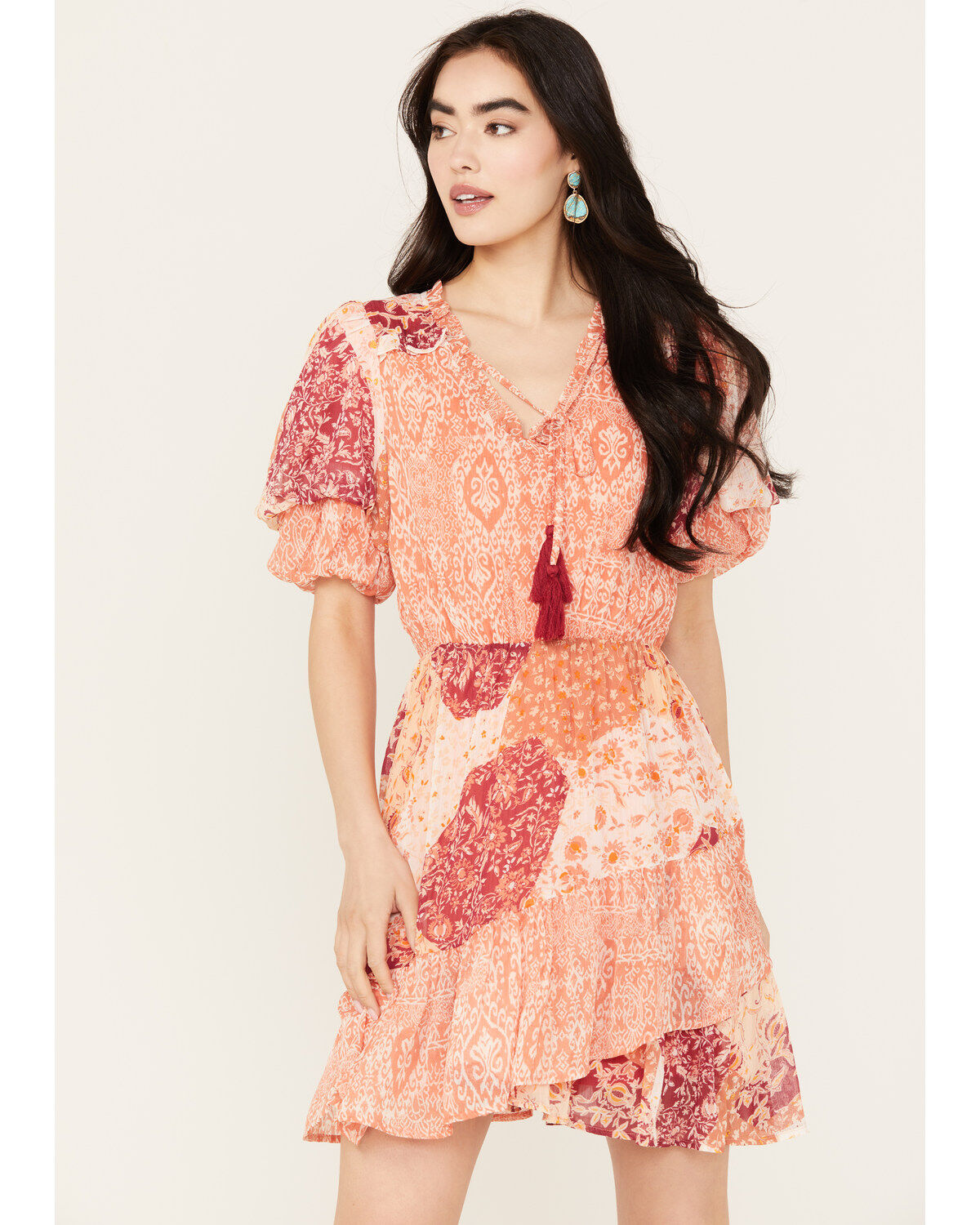 Miss Me Women's Floral Short Sleeve Mini Dress