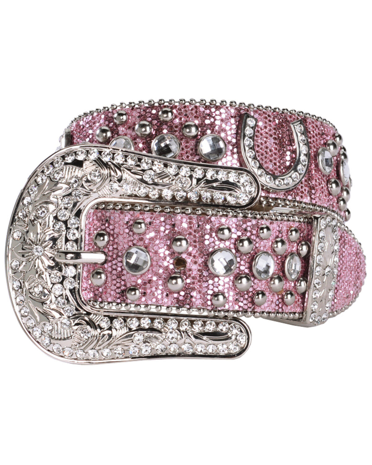 Nocona Belt Co. Kid's Pink Glitter Horseshoe Belt