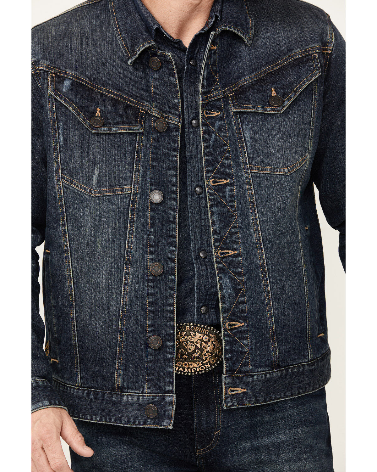 Moonshine Spirit Men's Dark Wash Rigid Old Shine Vintage Denim Jacket