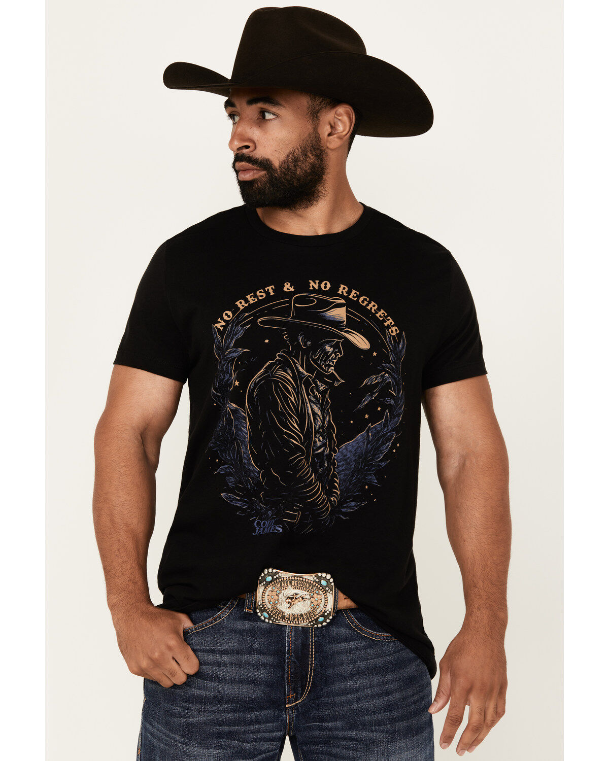 Cody James Men's No Regrets Cowboy Short Sleeve Graphic T-Shirt