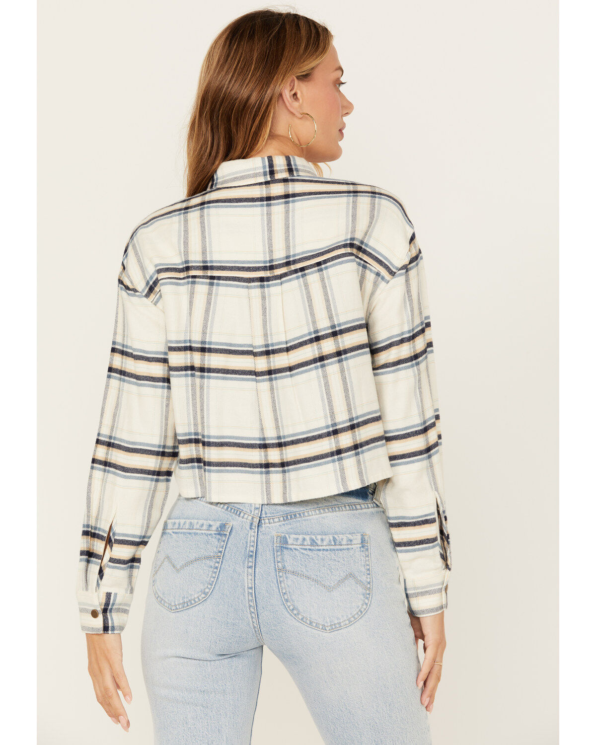 Cleo + Wolf Women's Cropped Plaid Print Flannel Shirt