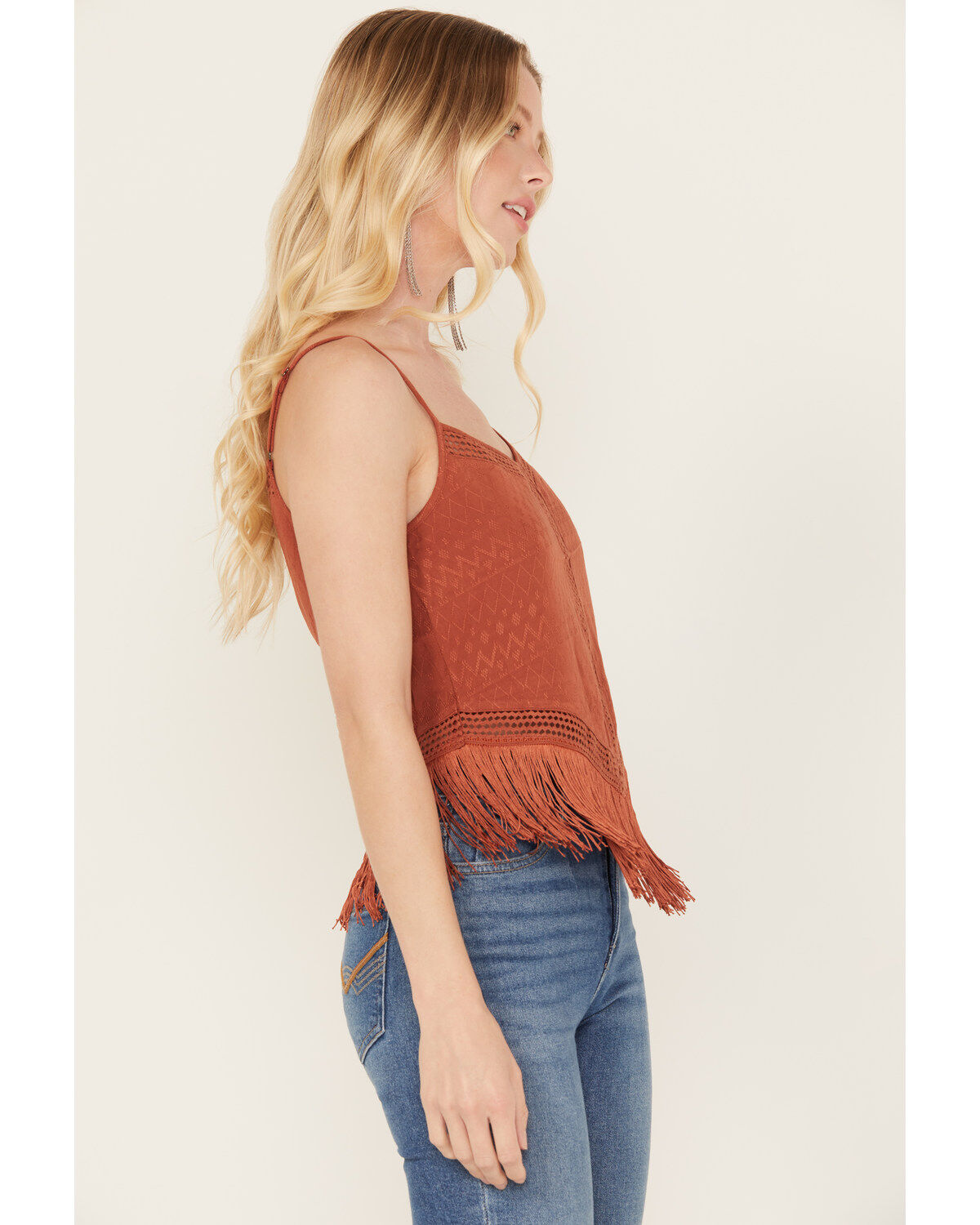 Idyllwind Women's Lace & Fringe Handkerchiefed Tank
