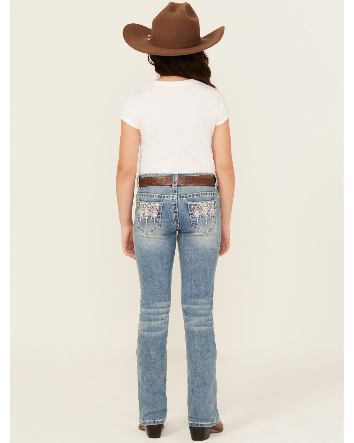 Shyanne Girls' Medium Wash Diamond Pocket Bootcut Stretch Denim Jeans