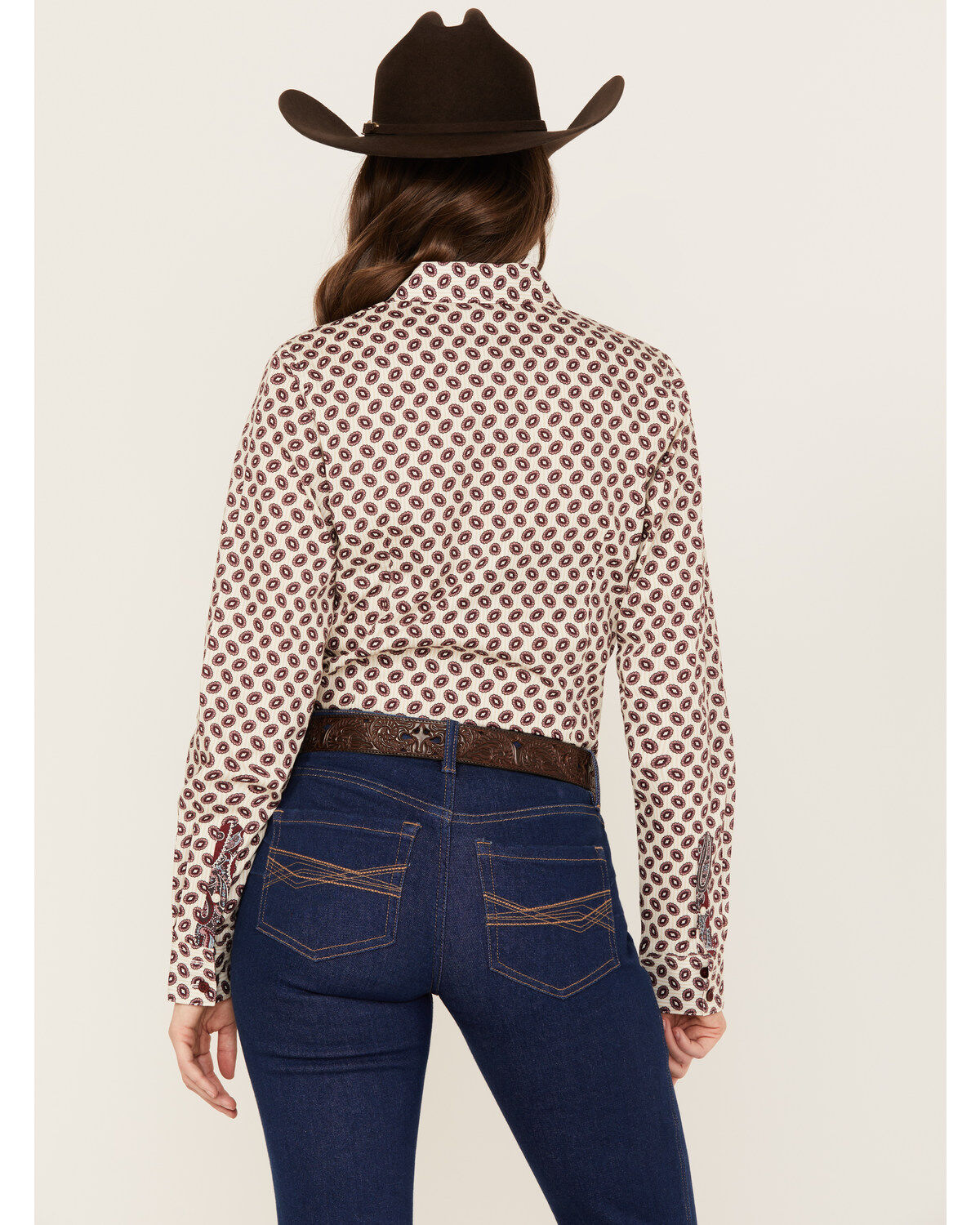 Cinch Women's Medallion Striped Long Sleeve Button-Down Western Shirt