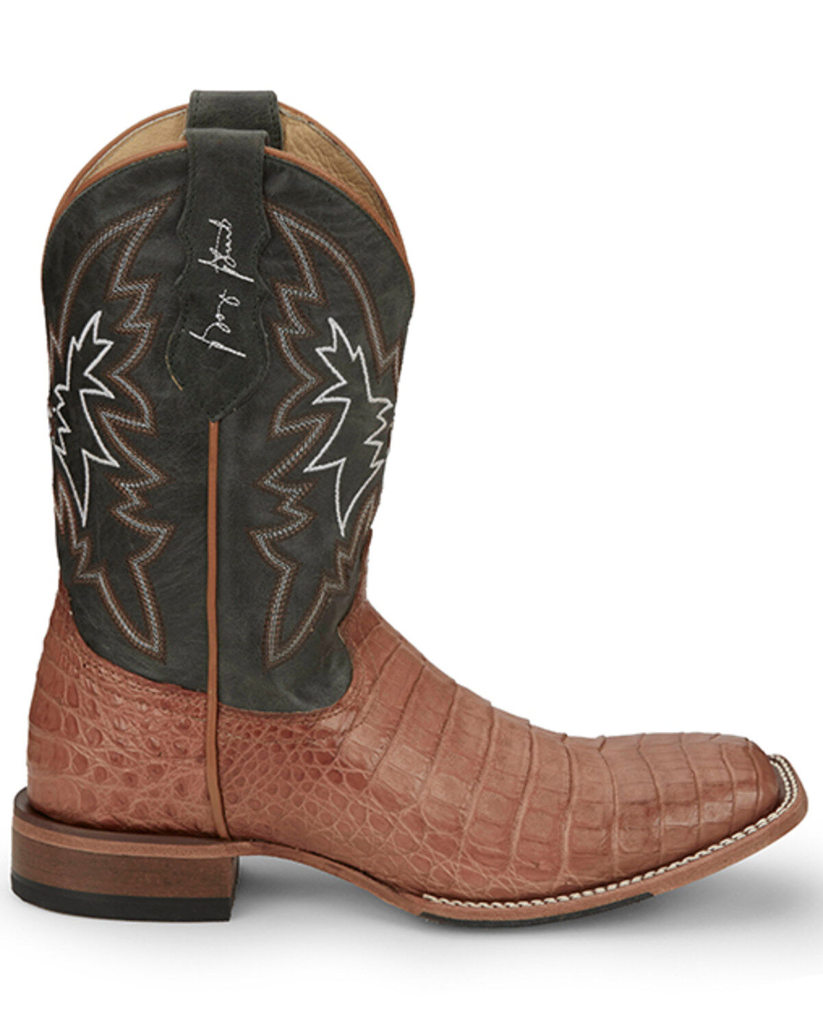 Justin Men's Haggard Exotic Caiman Western Boots - Broad Square Toe