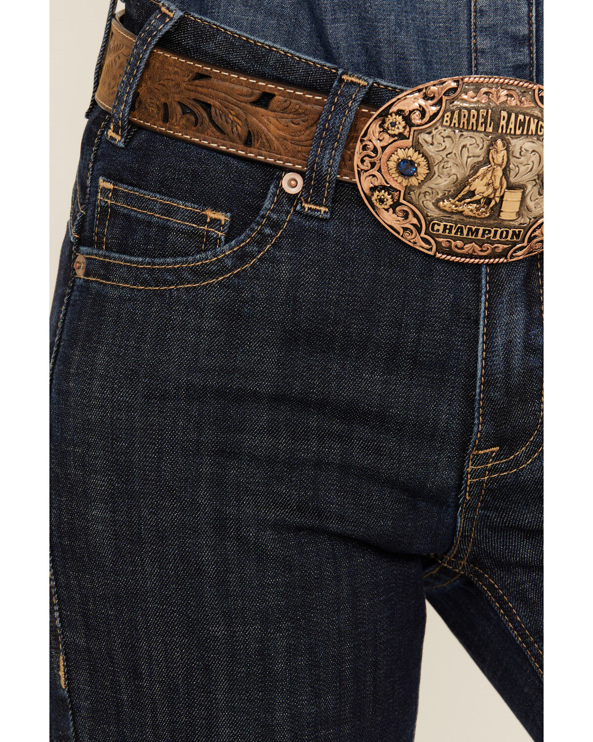 Rock & Roll Denim Women's Dark Wash Mid Rise Trouser Stretch Denim Jeans