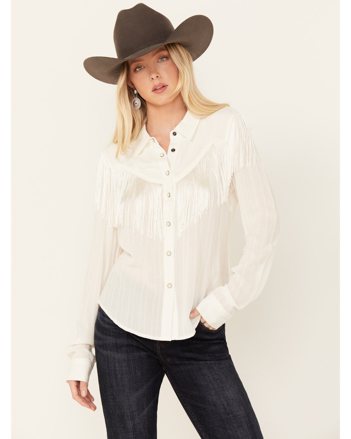 Idyllwind Women's Etta Fringe Western Yoke Long Sleeve Snap Shirt