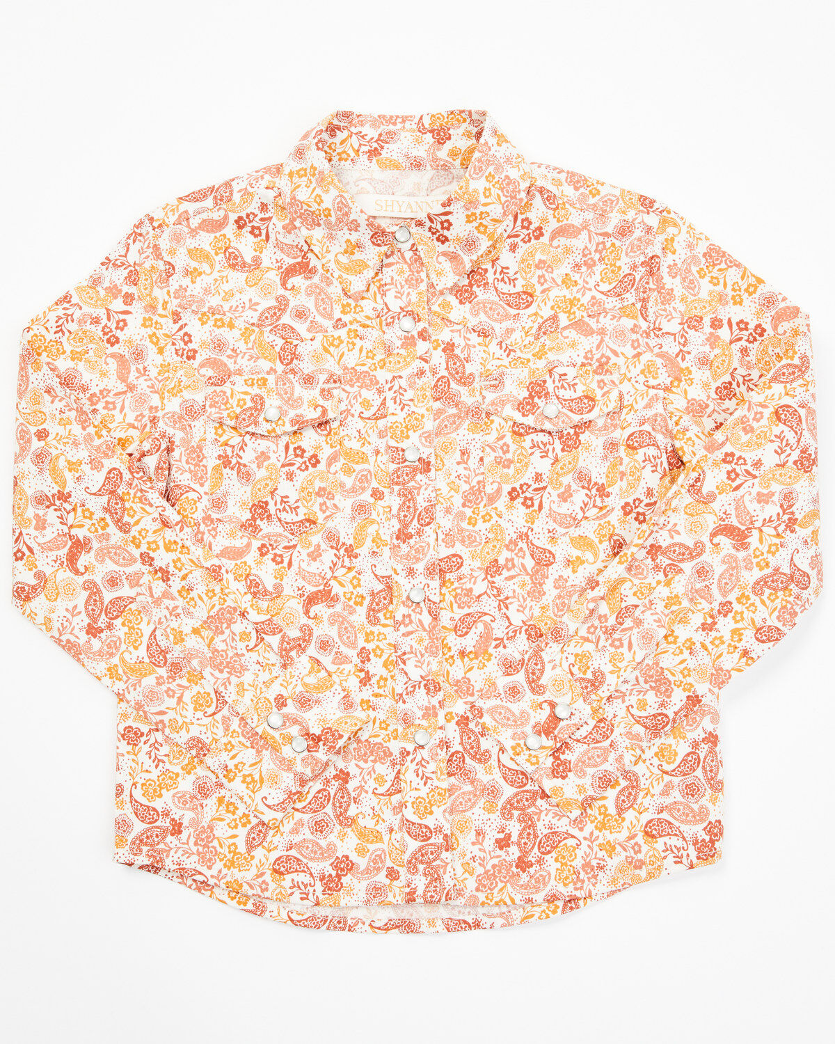 Shyanne Toddler Girls' Ash Floral Print Long Sleeve Pearl Snap Stretch Western Shirt