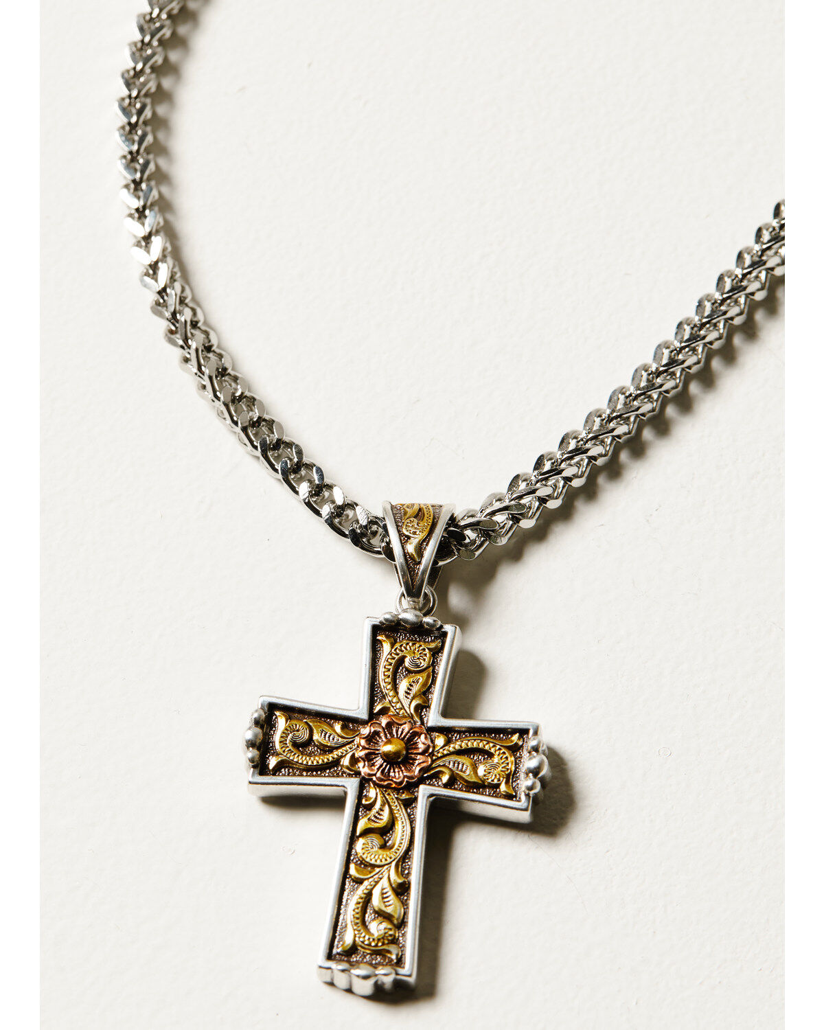M & F Western Men's Twister Antique Cross Necklace