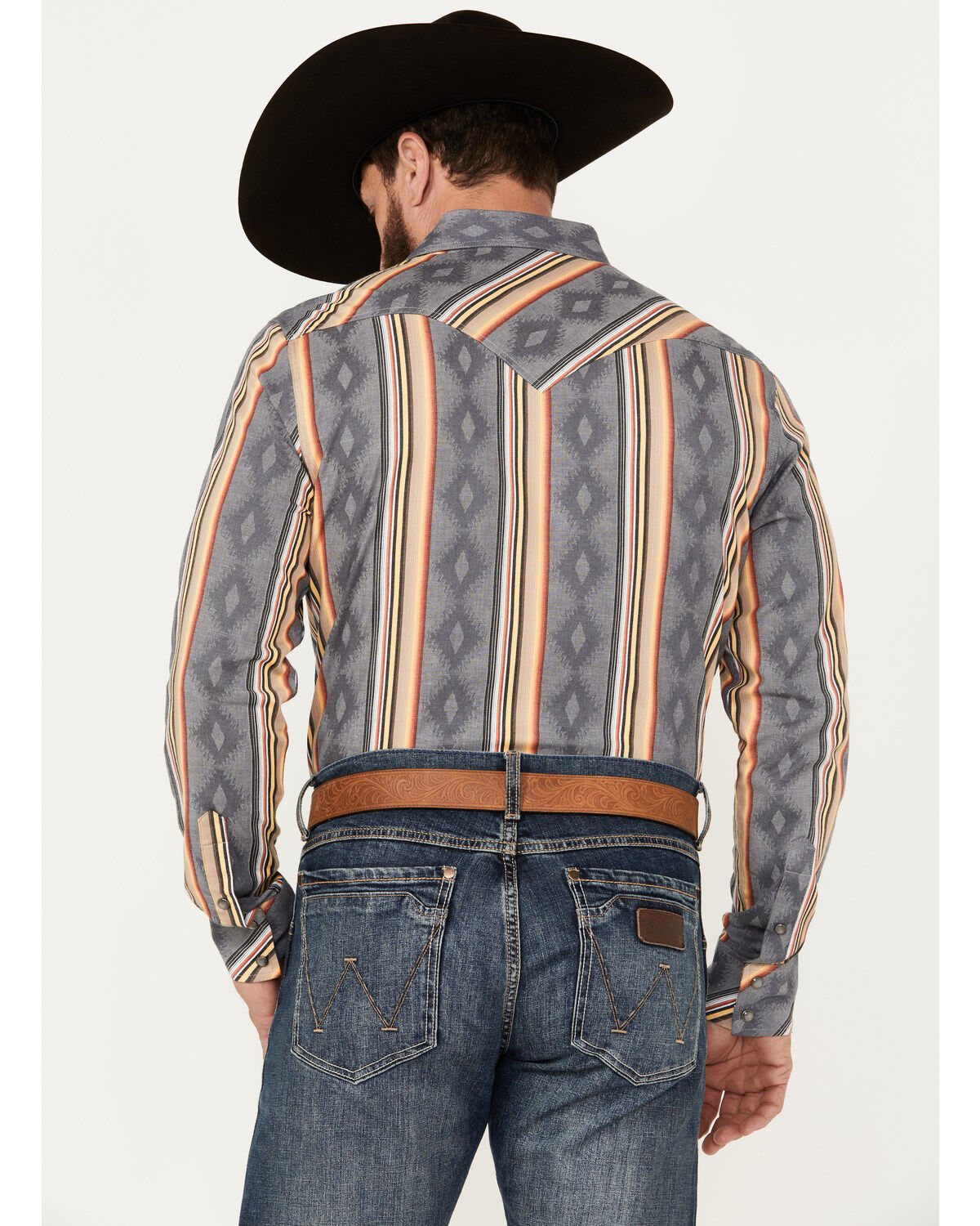 Rock & Roll Denim Men's Serape Striped Print Long Sleeve Stretch Pearl Snap Western Shirt