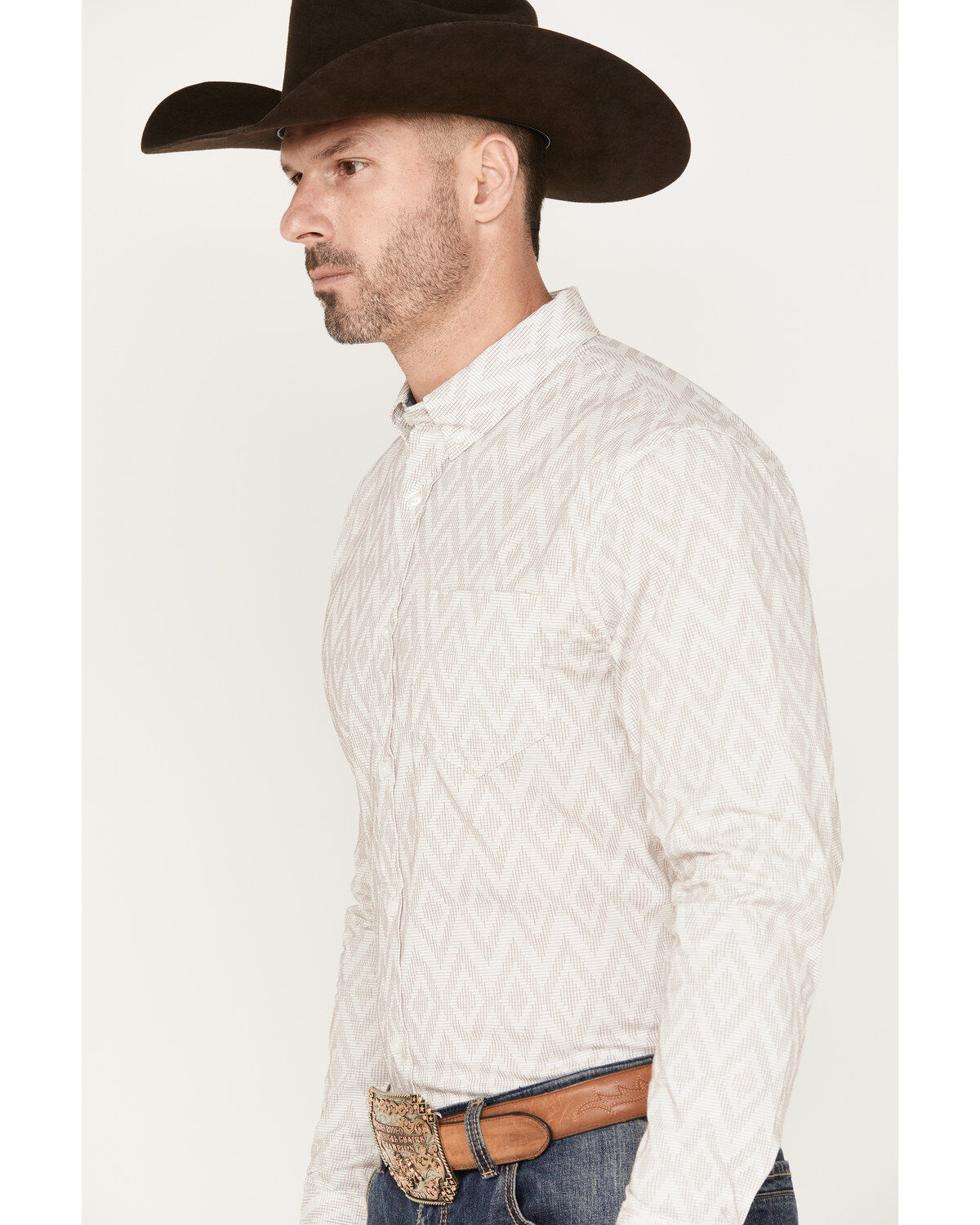 Cody James Men's Accent Geo Print Long Sleeve Button Down Shirt