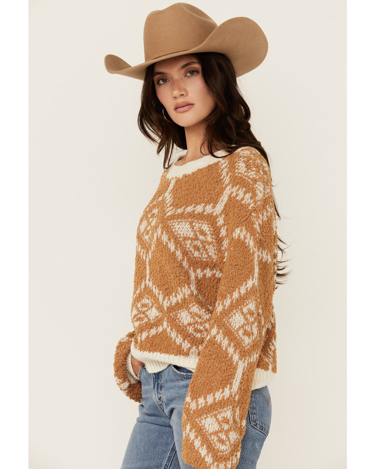 Rock & Roll Denim Women's Geo Print Sweater