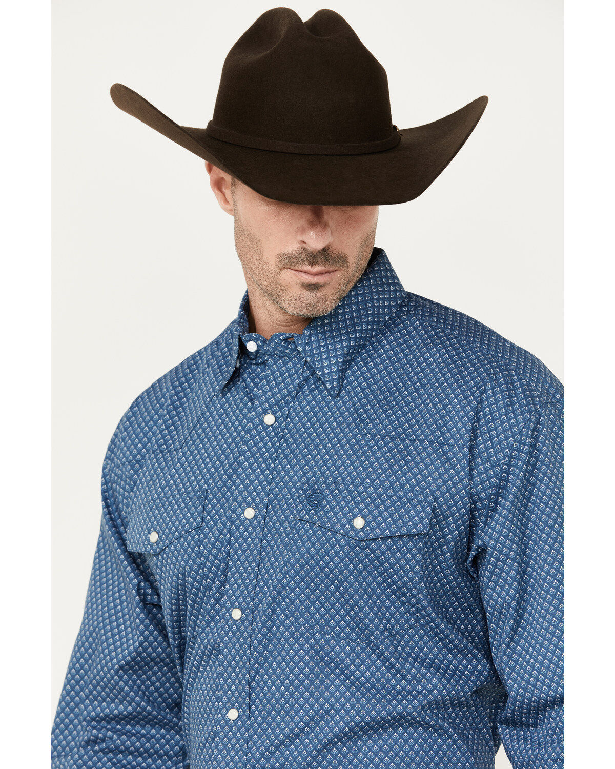George Strait by Wrangler Men's Floral Print Long Sleeve Snap Western Shirt