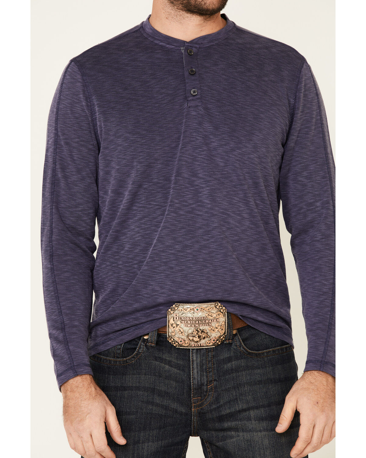 Flag & Anthem Men's Navy Gulfport Performance Slub Henley Long Sleeve Shirt