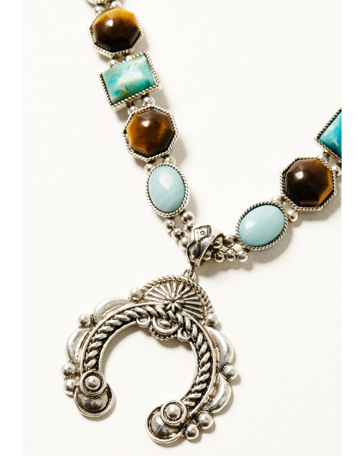 Shyanne Women's Juniper Sky Squash Blossom Gem Necklace
