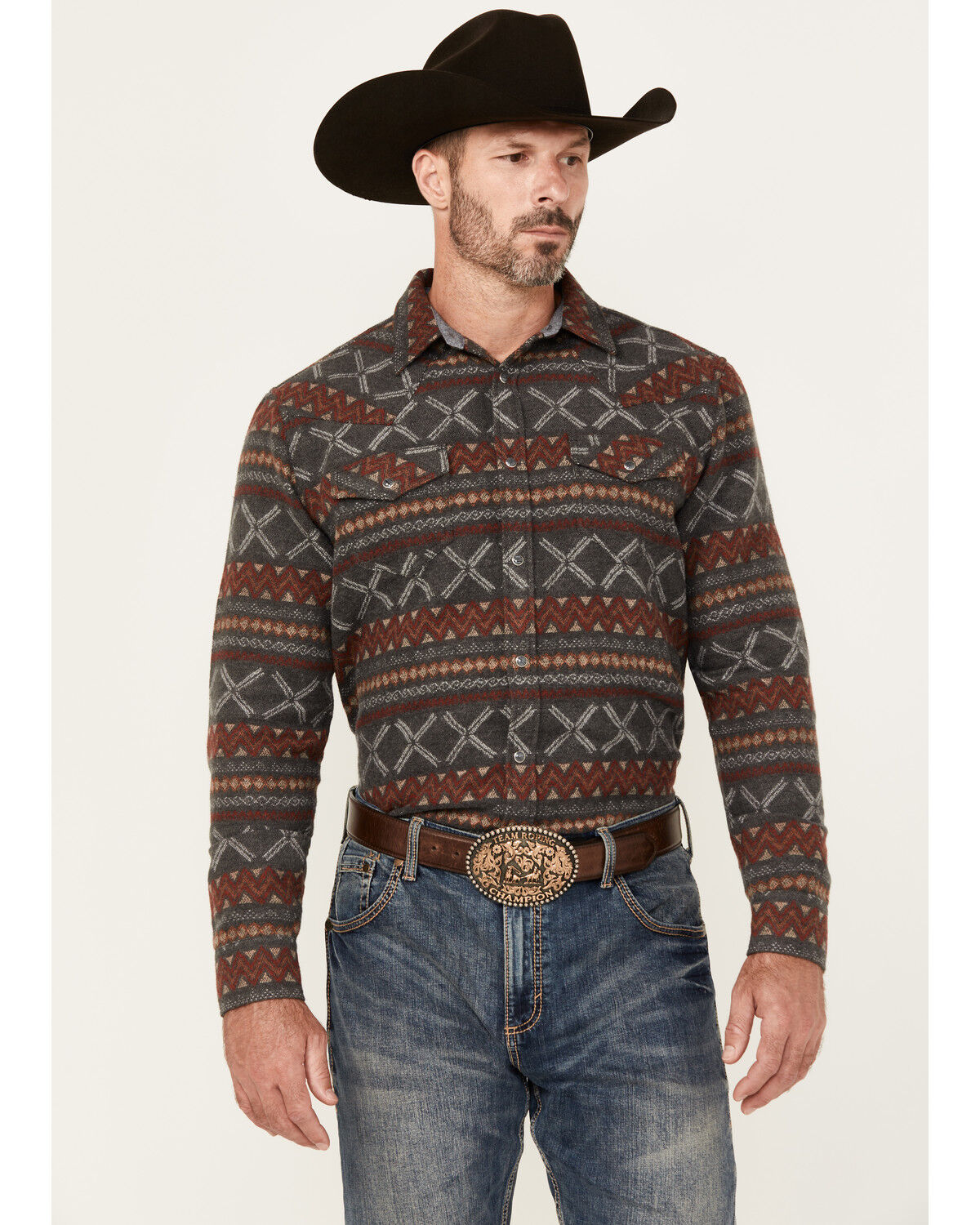 Cody James Men's Stand Tall Southwestern Print Long Sleeve Snap Western Shirt - Tall