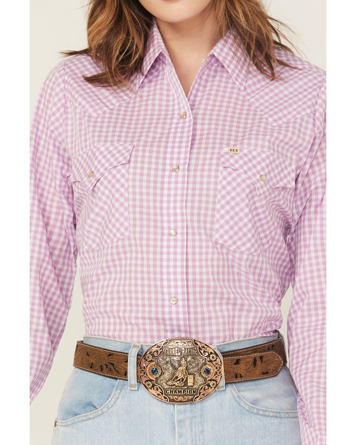 Cowboygirl by Jenna Paulette Women's Gingham Print Long Sleeve Pearl Snap Western Shirt