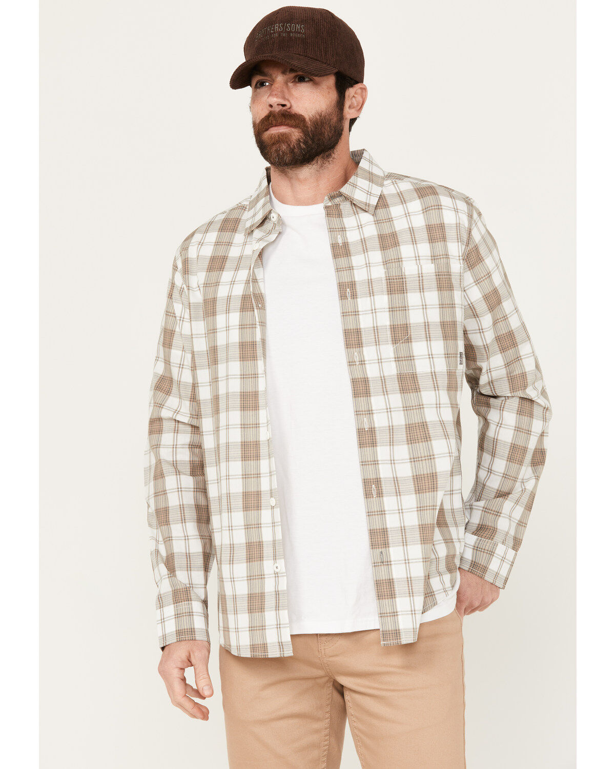 Brothers and Sons Men's Sallisaw Plaid Print Performance Long Sleeve Button Down Western Shirt