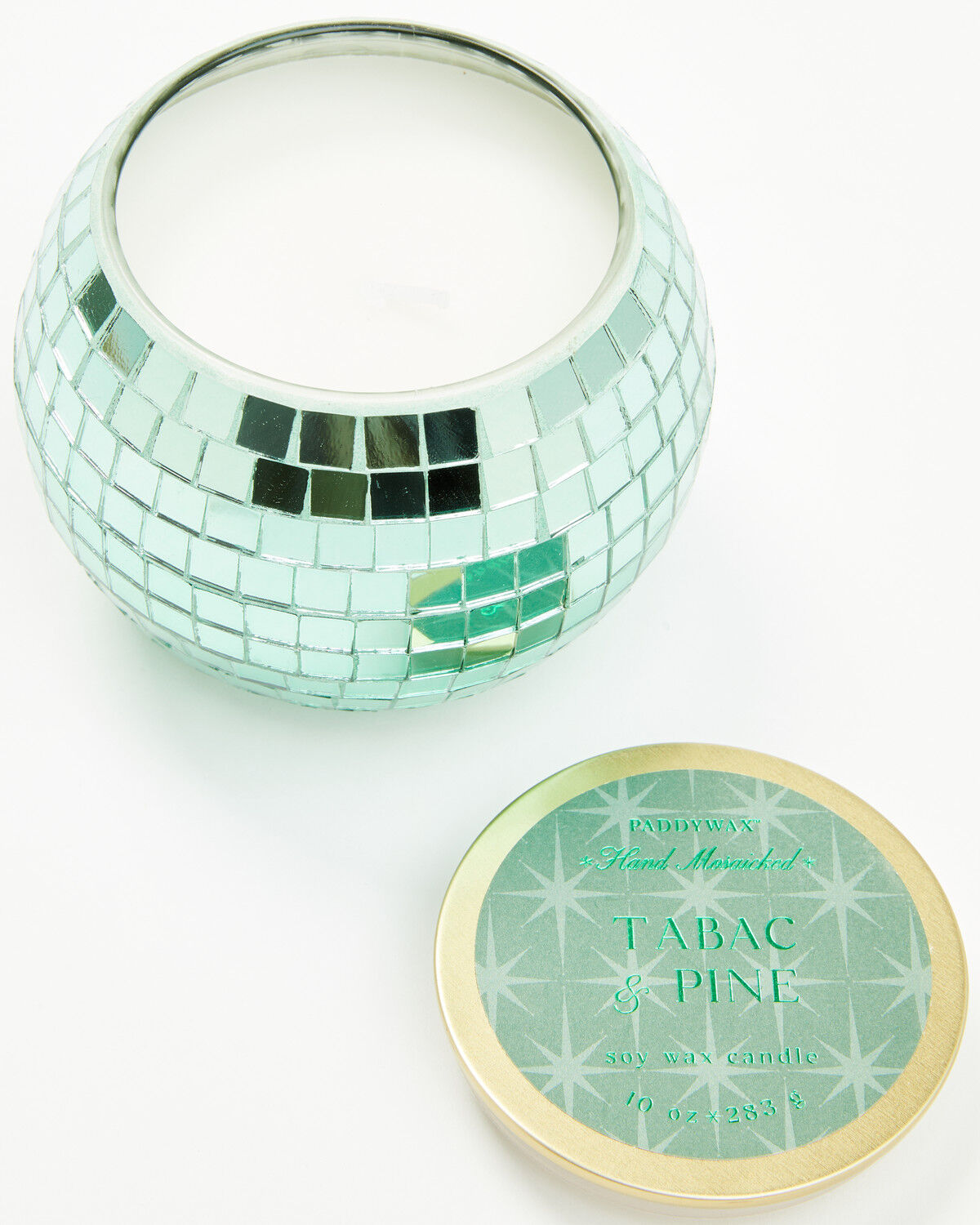Paddywax Magique 10oz Tabac and Pine Glass Disco Ball Candle