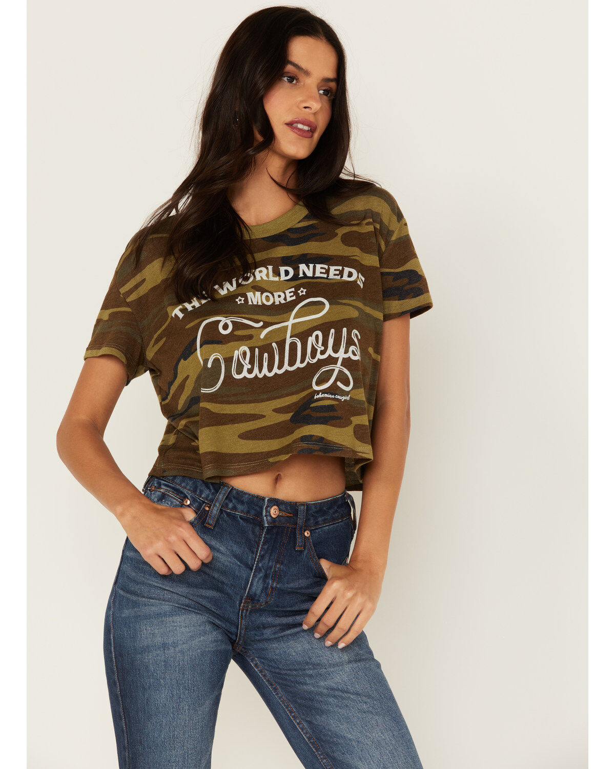 Bohemian Cowgirl Women's Need More Cowboys Graphic Short Sleeve Tee