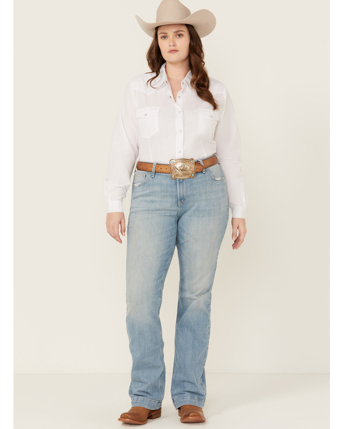 Ariat Women's Nia Light Wash Perfect Rise Slim Trouser Stretch Denim Jeans - Plus