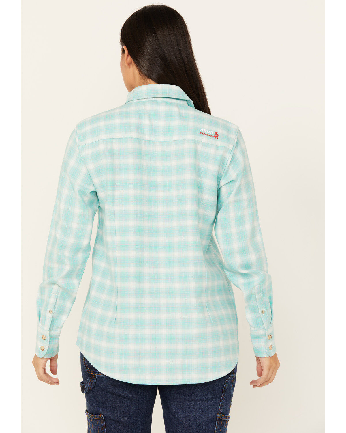 Ariat Women's FR Catalina Plaid Print Long Sleeve Button-Down Work Shirt