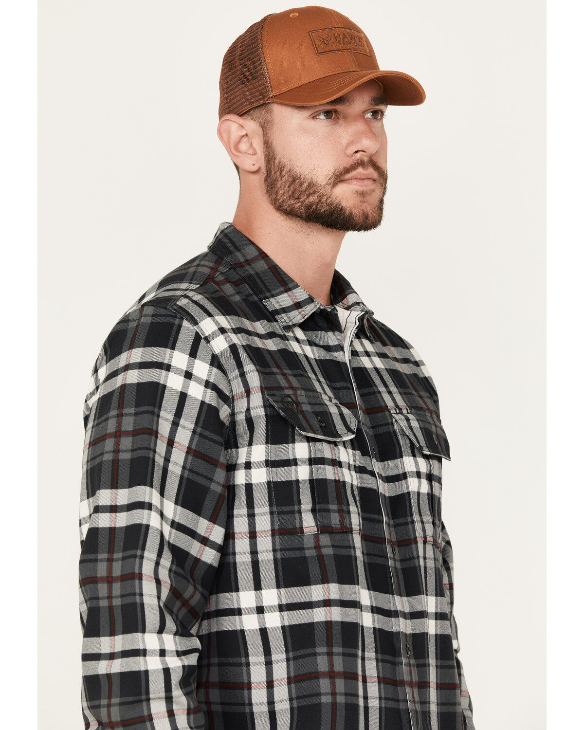Hawx Men's FR Plaid Print Long Sleeve Button-Down Work Shirt