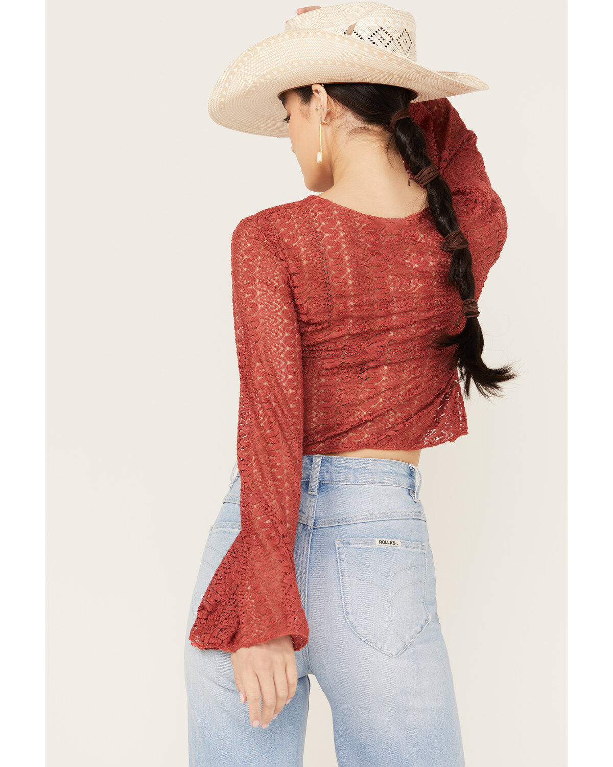 Wild Moss Women's Tie Front Textured Top