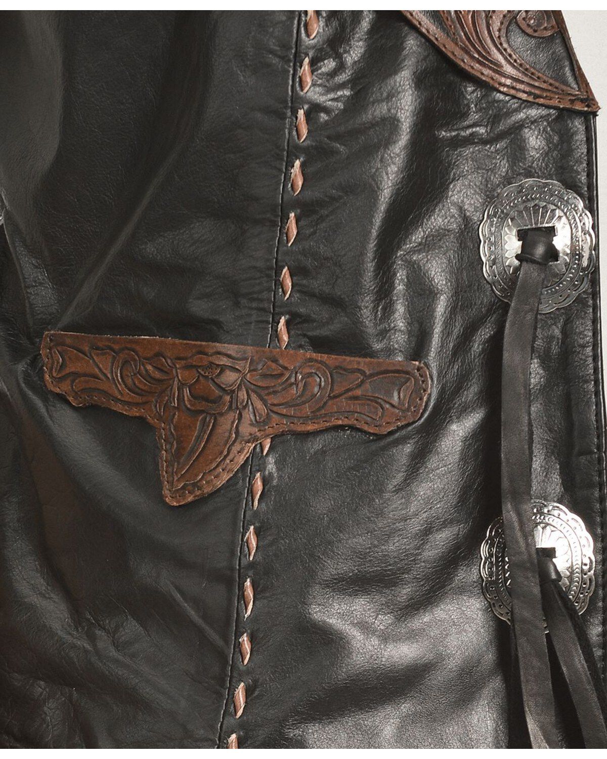 Kobler Floral Tooled Leather Vest