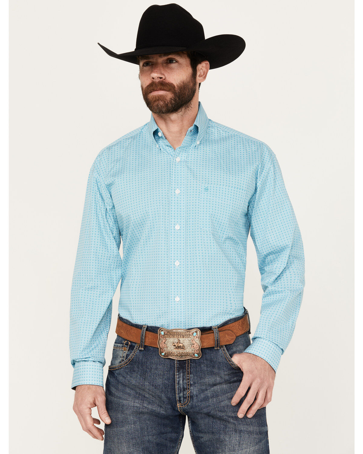 Stetson Men's Geo Print Long Sleeve Button Down Western Shirt