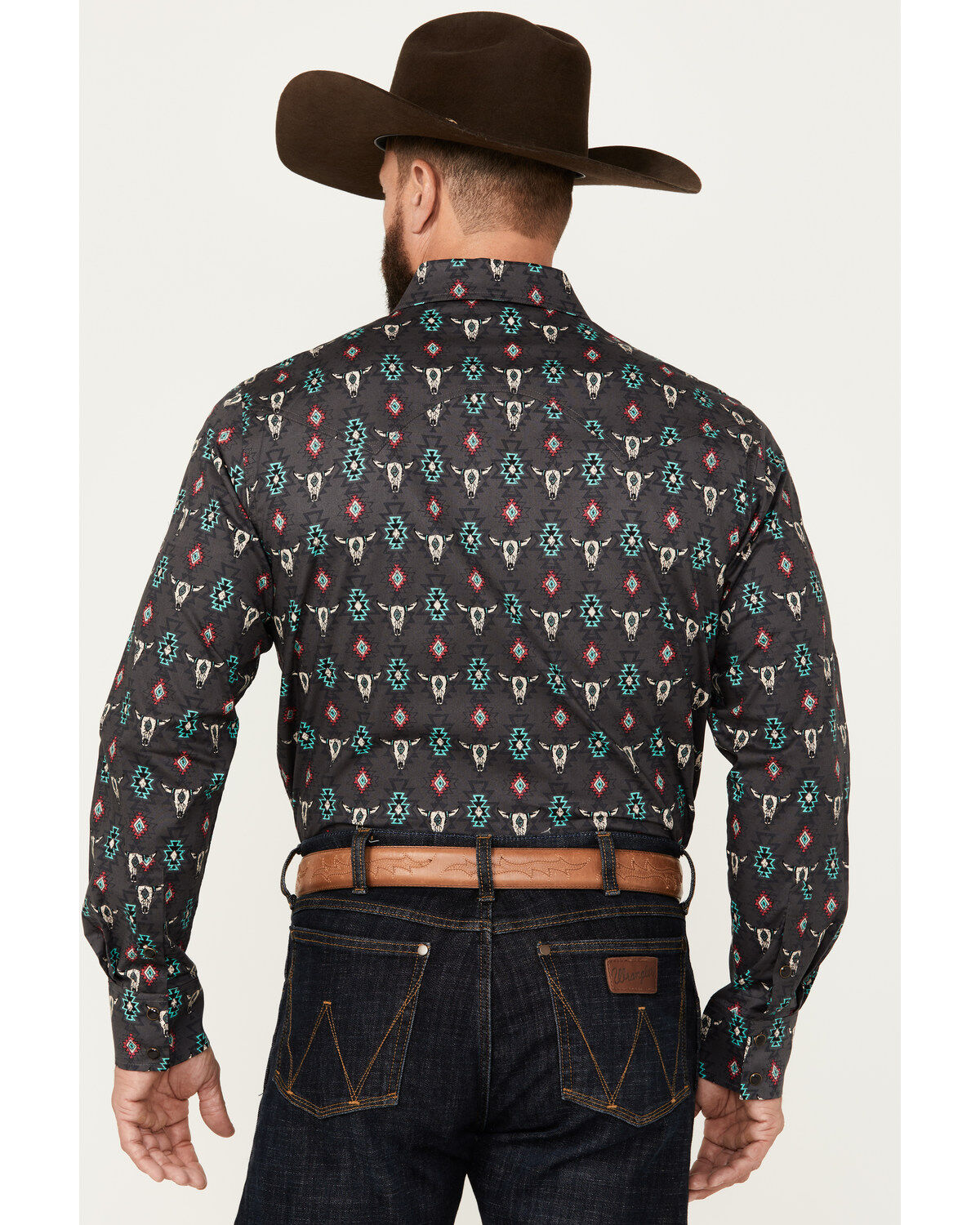 Rock & Roll Denim Men's Southwestern Print Long Sleeve Snap Stretch Western Shirt