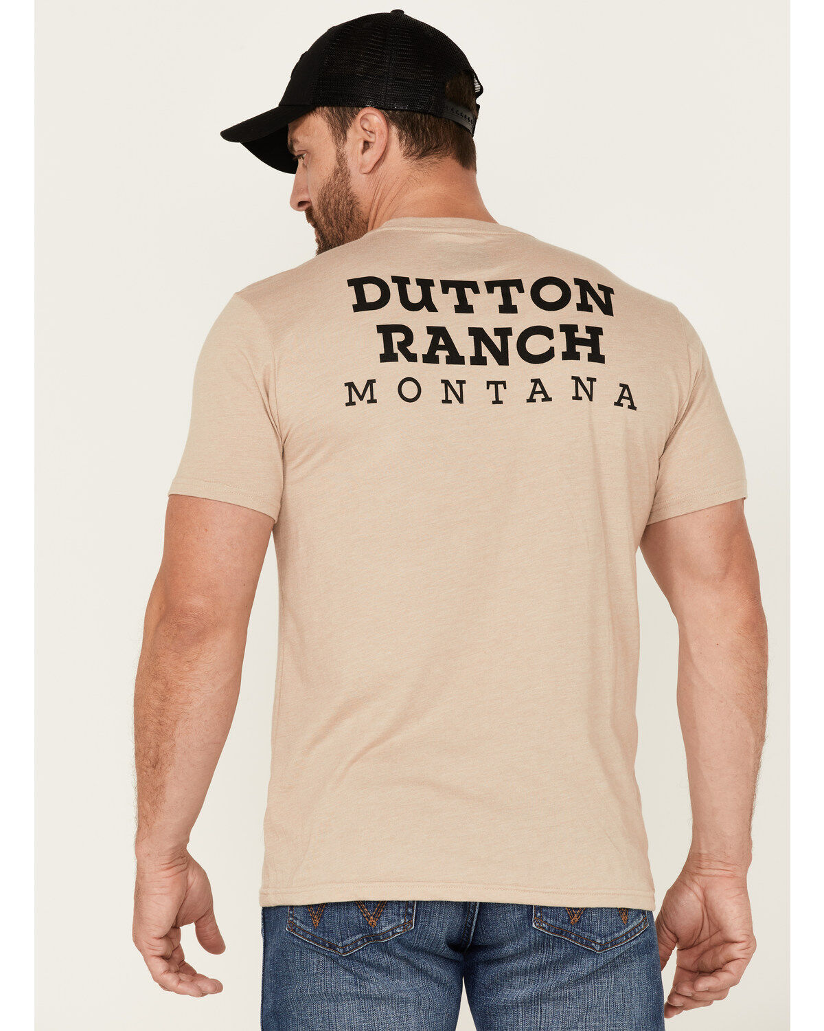 Wrangler Men's Heathered Yellowstone Dutton Ranch Logo Graphic T-Shirt