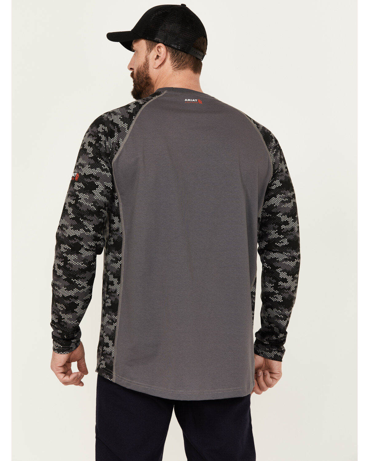 Ariat Men's FR Stretch Camo Print Long Sleeve Baseball Work T-Shirt