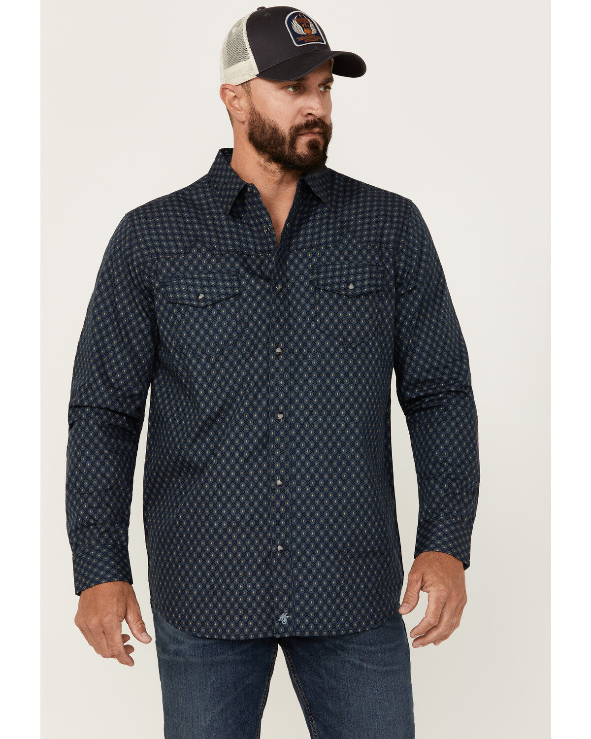 Moonshine Spirit Men's Townie Wallpaper Geo Print Long Sleeve Snap Western Shirt