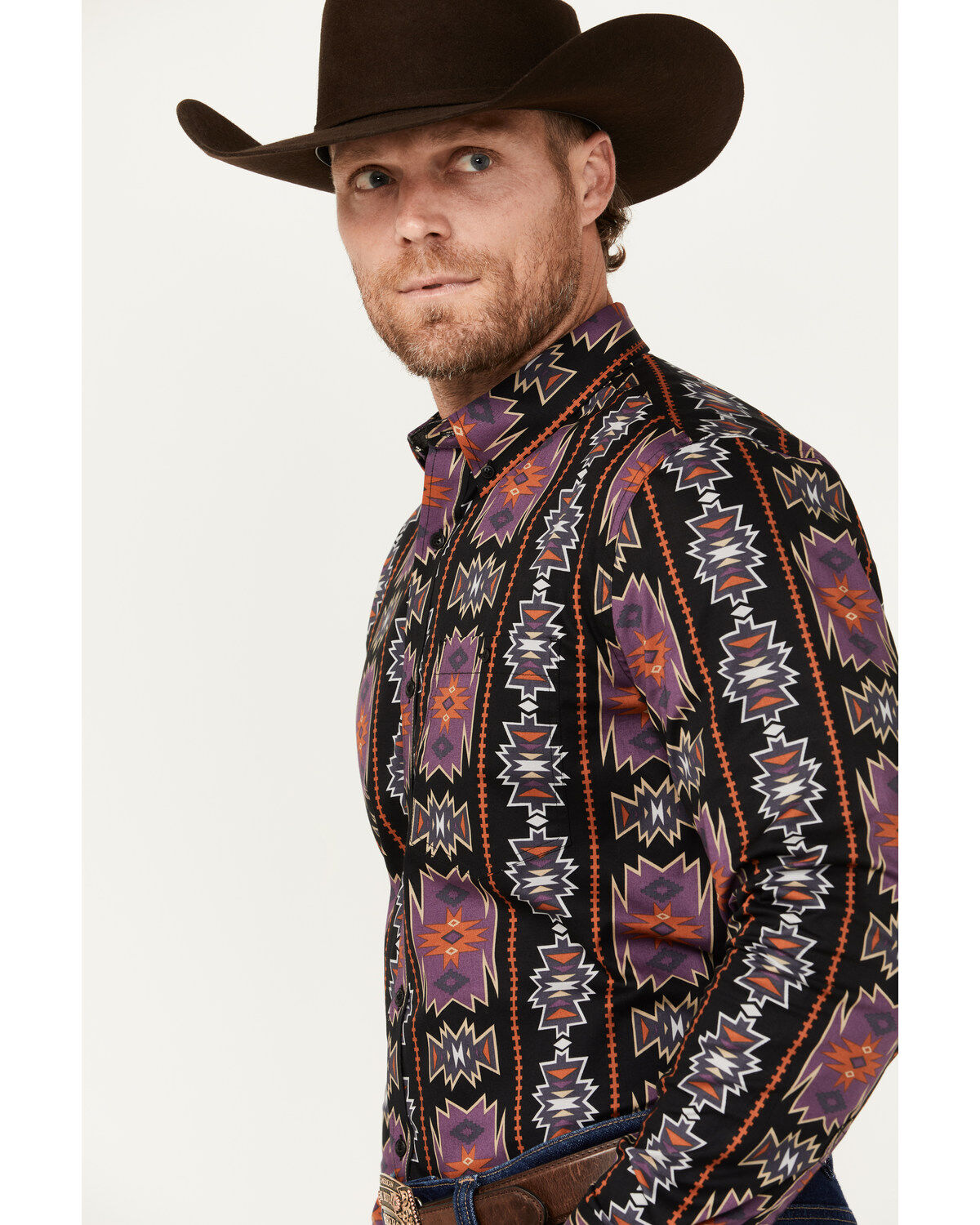 RANK 45® Men's Great Fall Southwestern Print Long Sleeve Button-Down Western Shirt