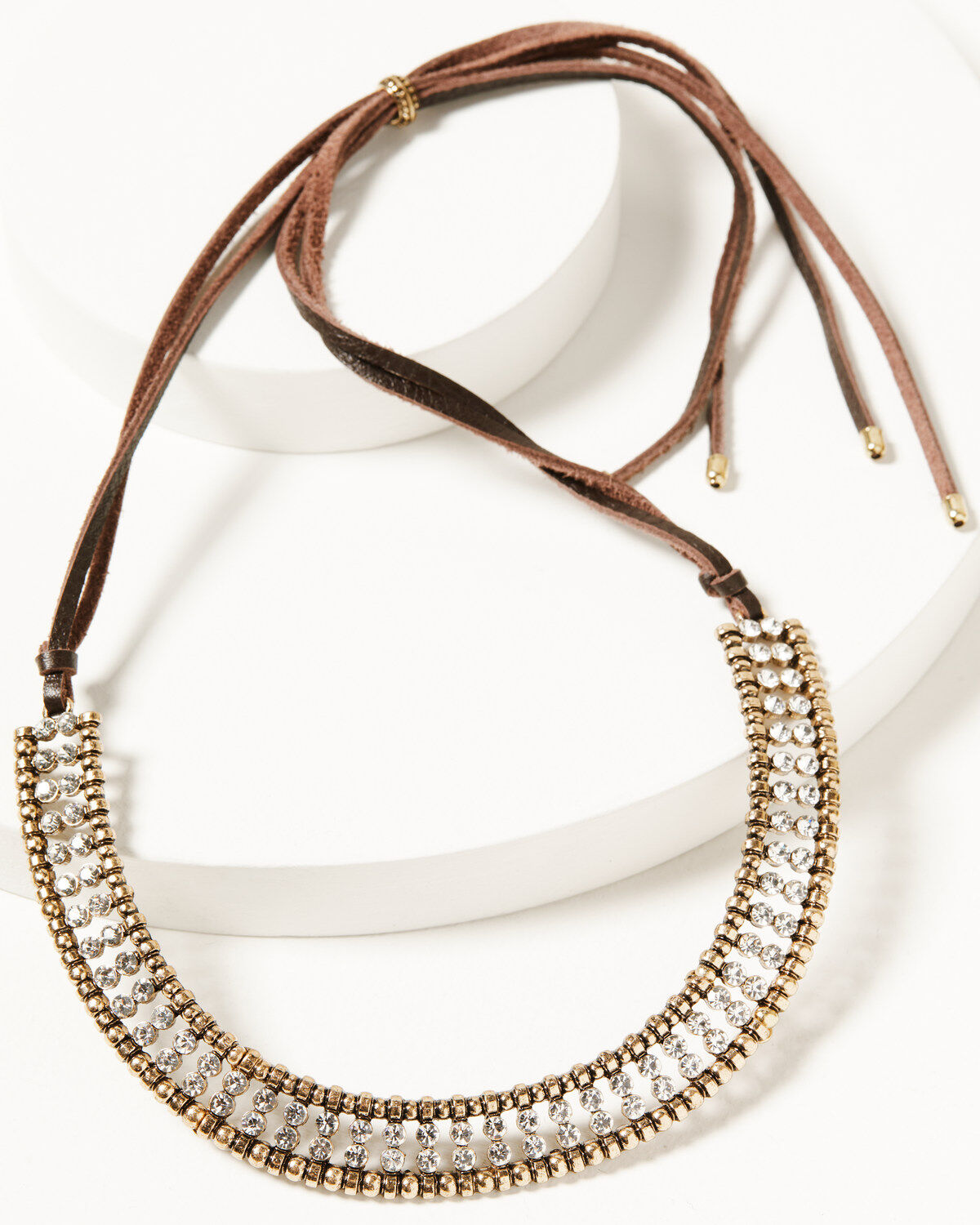 Shyanne Women's Summer Moon Antique Gold Adjustable Rhinestone Necklace
