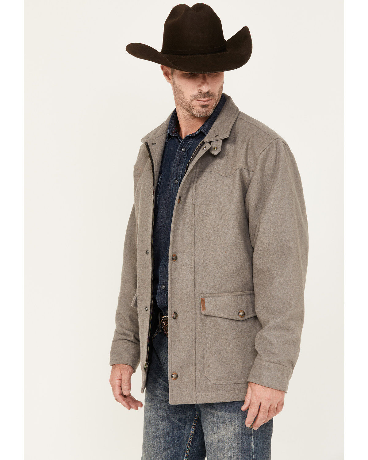 Cinch Men's Wool Solid Snap Jacket