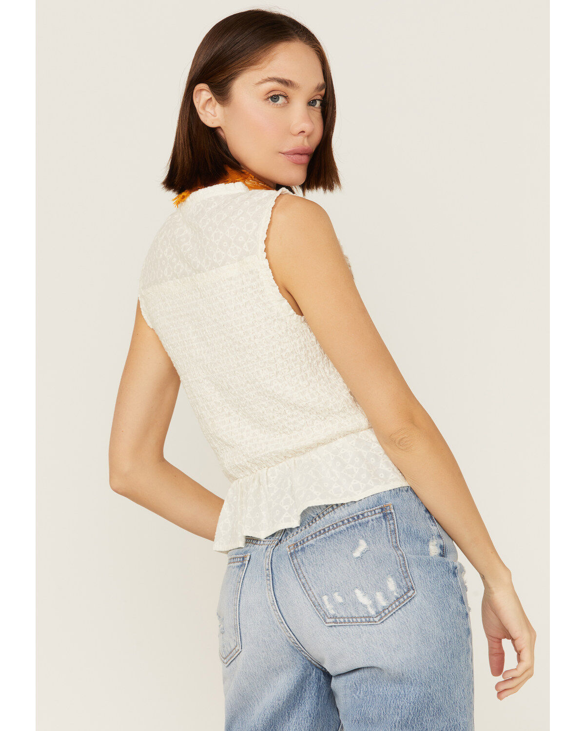 Shyanne Women's Eyelet Smocked Corset Tank