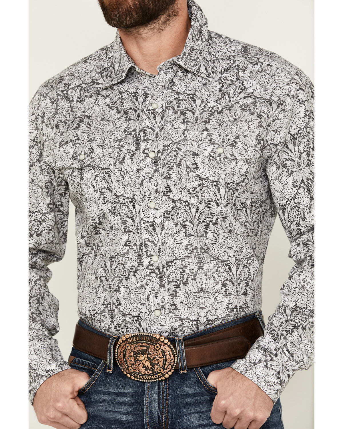 Wrangler Retro Men's Premium Floral Print Long Sleeve Snap Western Shirt