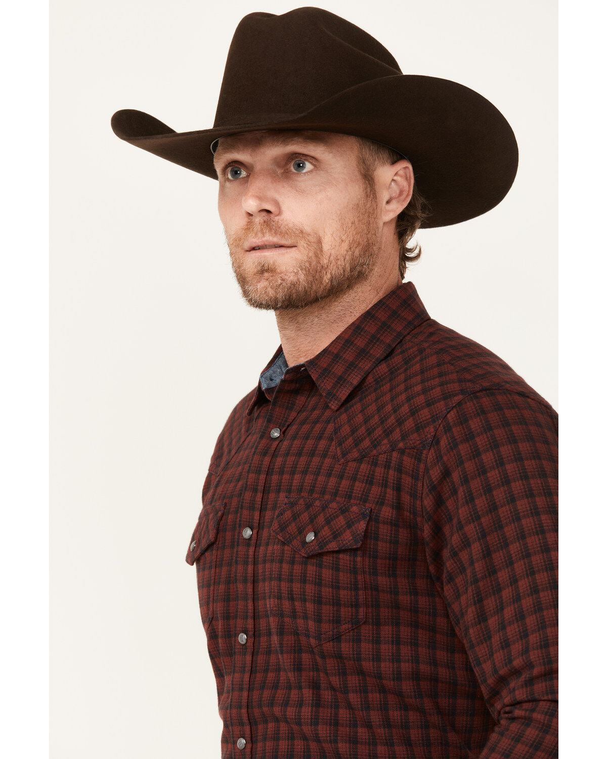 Cody James Men's Long Rider Plaid Print Long Sleeve Snap Western Flannel Shirt