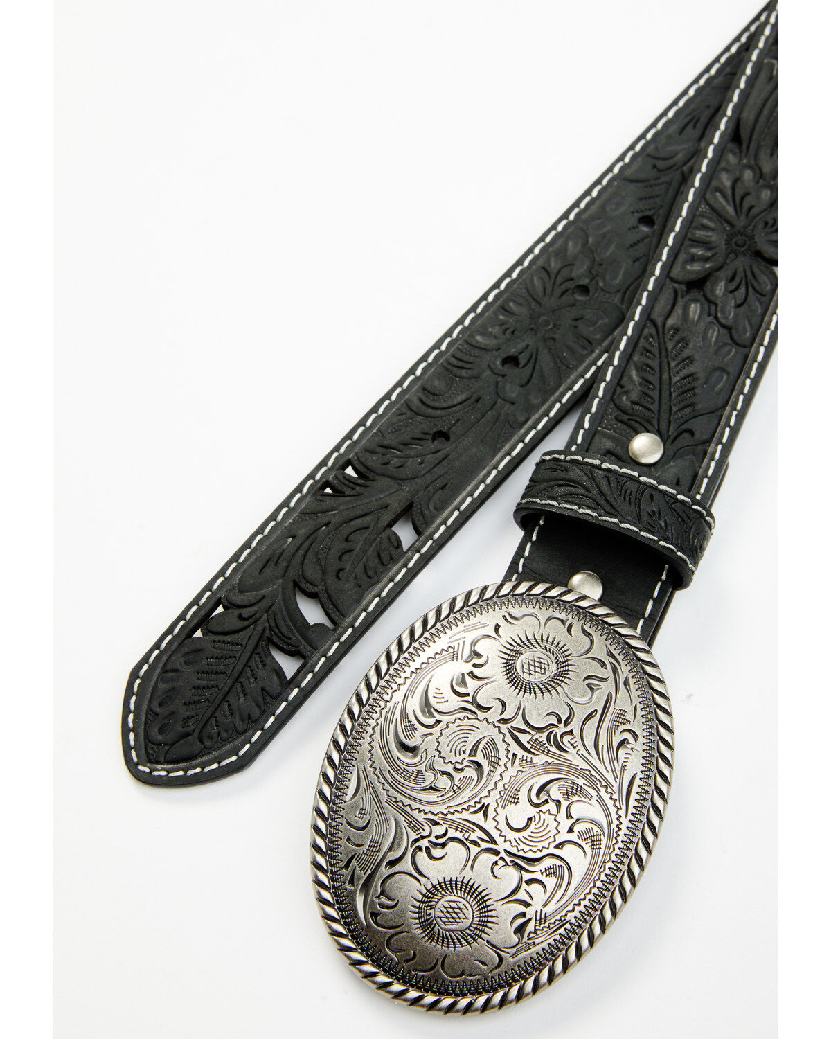 Shyanne Women's Oval Scroll Buckle Tooled Cut Out Belt