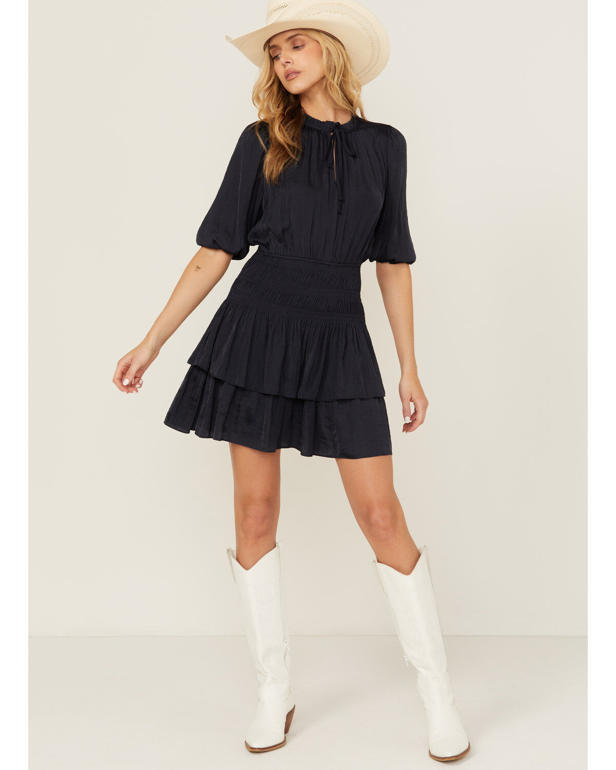Revel Women's Solid Long Sleeve Mini Dress