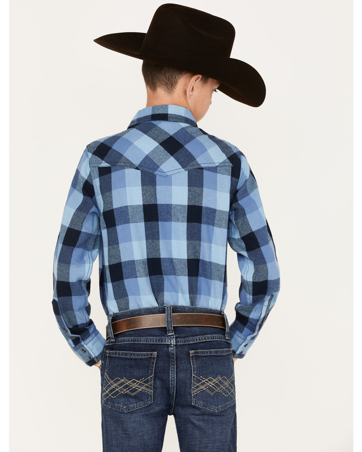 Cody James Boys' Plaid Print Long Sleeve Snap Western Flannel Shirt