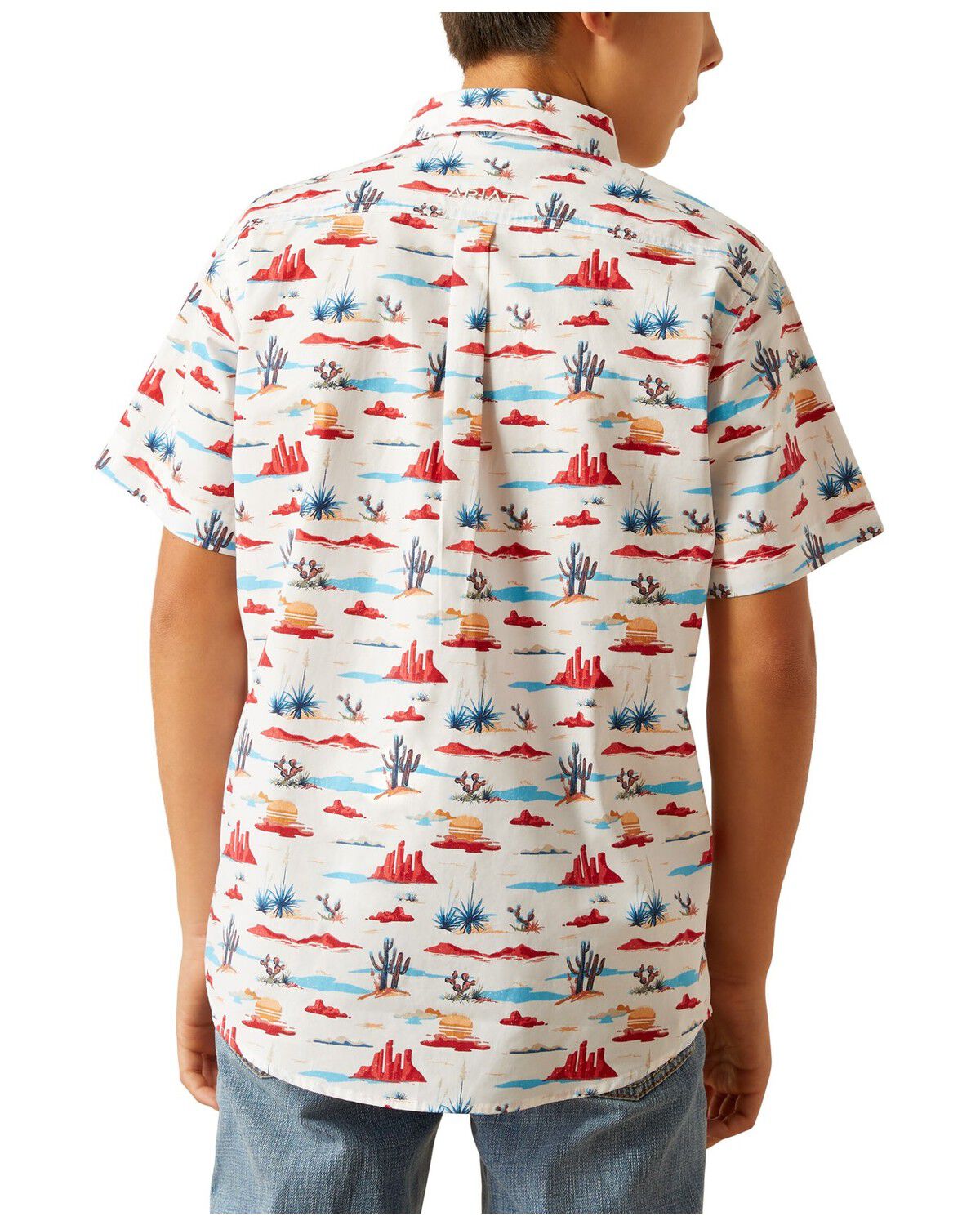 Ariat Boys' Desert Print Short Sleeve Button-Down Western Shirt