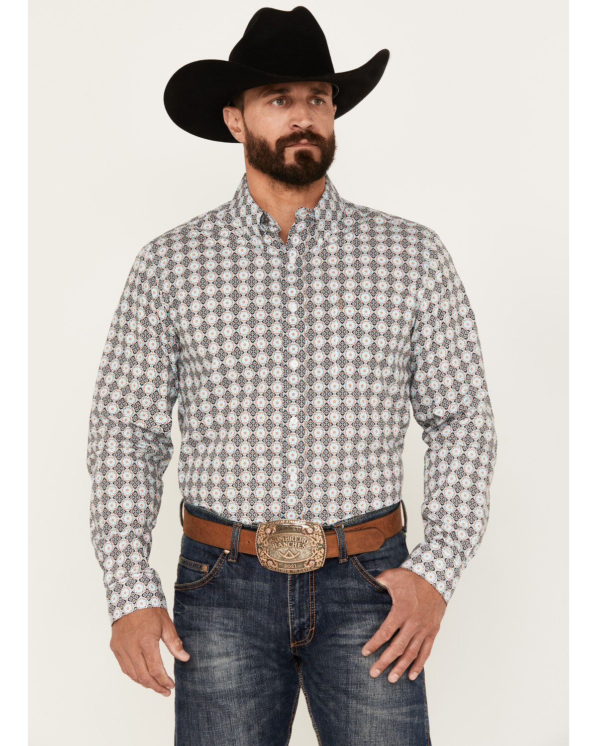 Cinch Men's Medallion Print Long Sleeve Button-Down Western Shirt