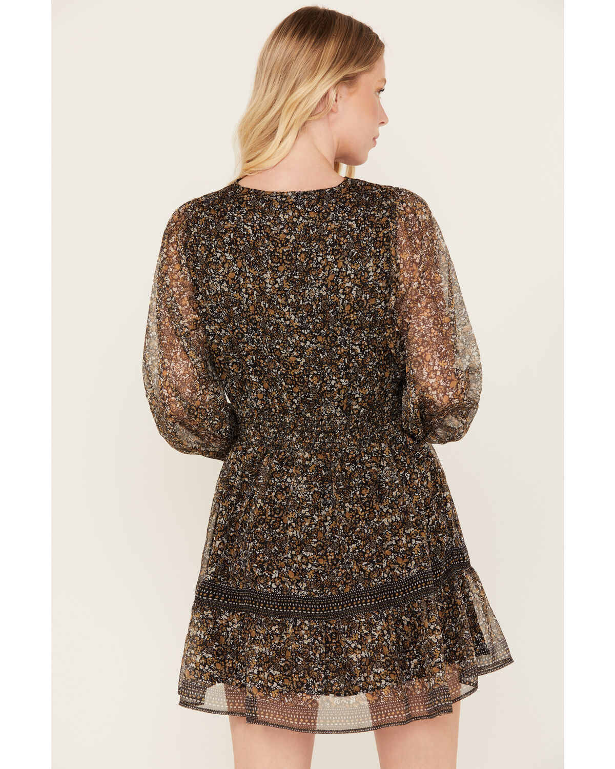 Idyllwind Women's Susie Ditsy Floral Print Long Sleeve Mini Dress