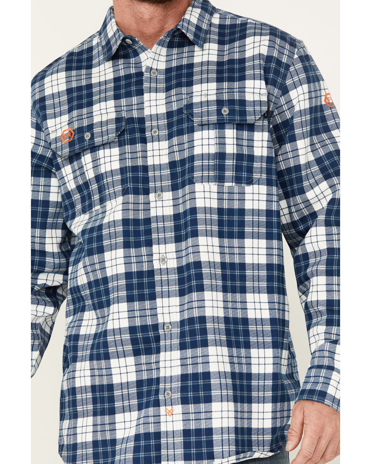 Hawx Men's FR Plaid Print Lightweight Button-Down Work Shirt